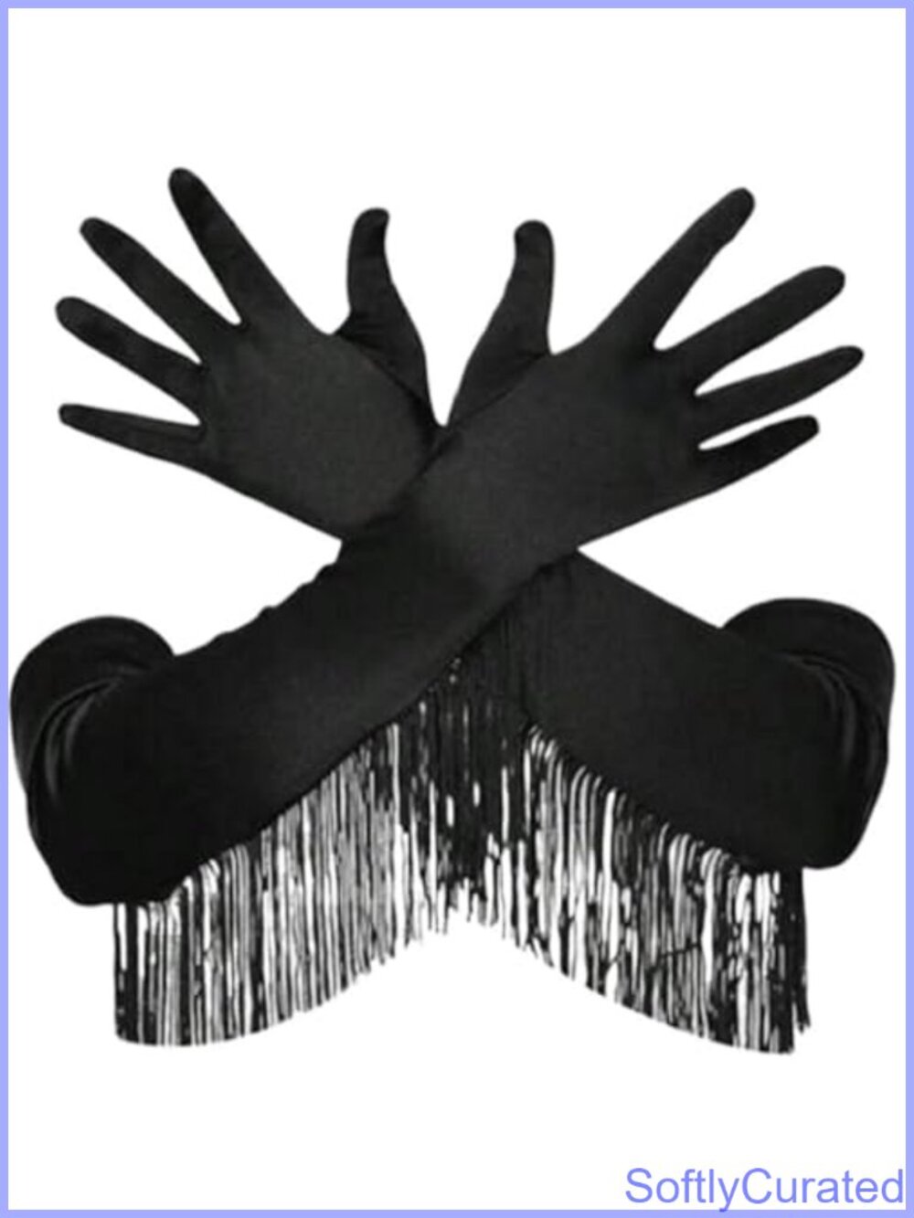 Satin Fringe Tassel Opera Gloves Stretchy Party Costume